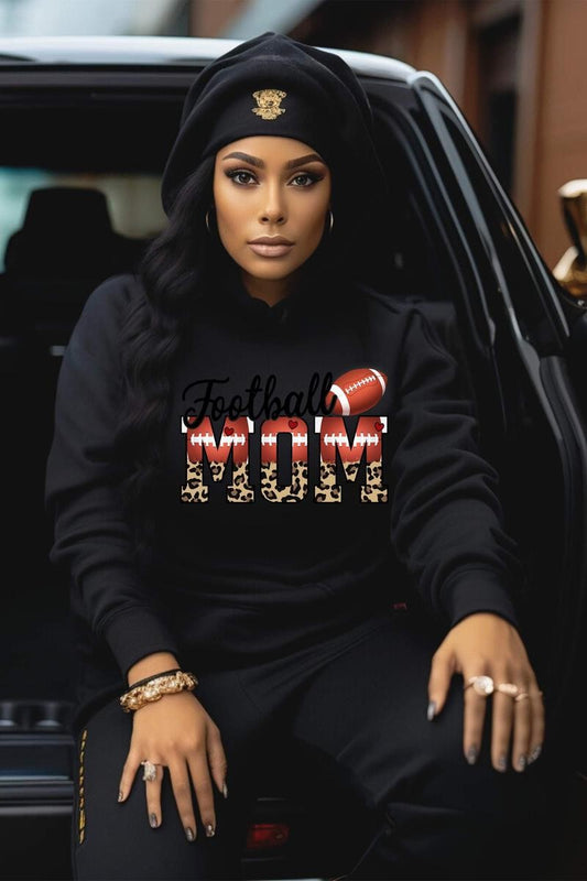Football Mom Leopard Graphic Hoodie